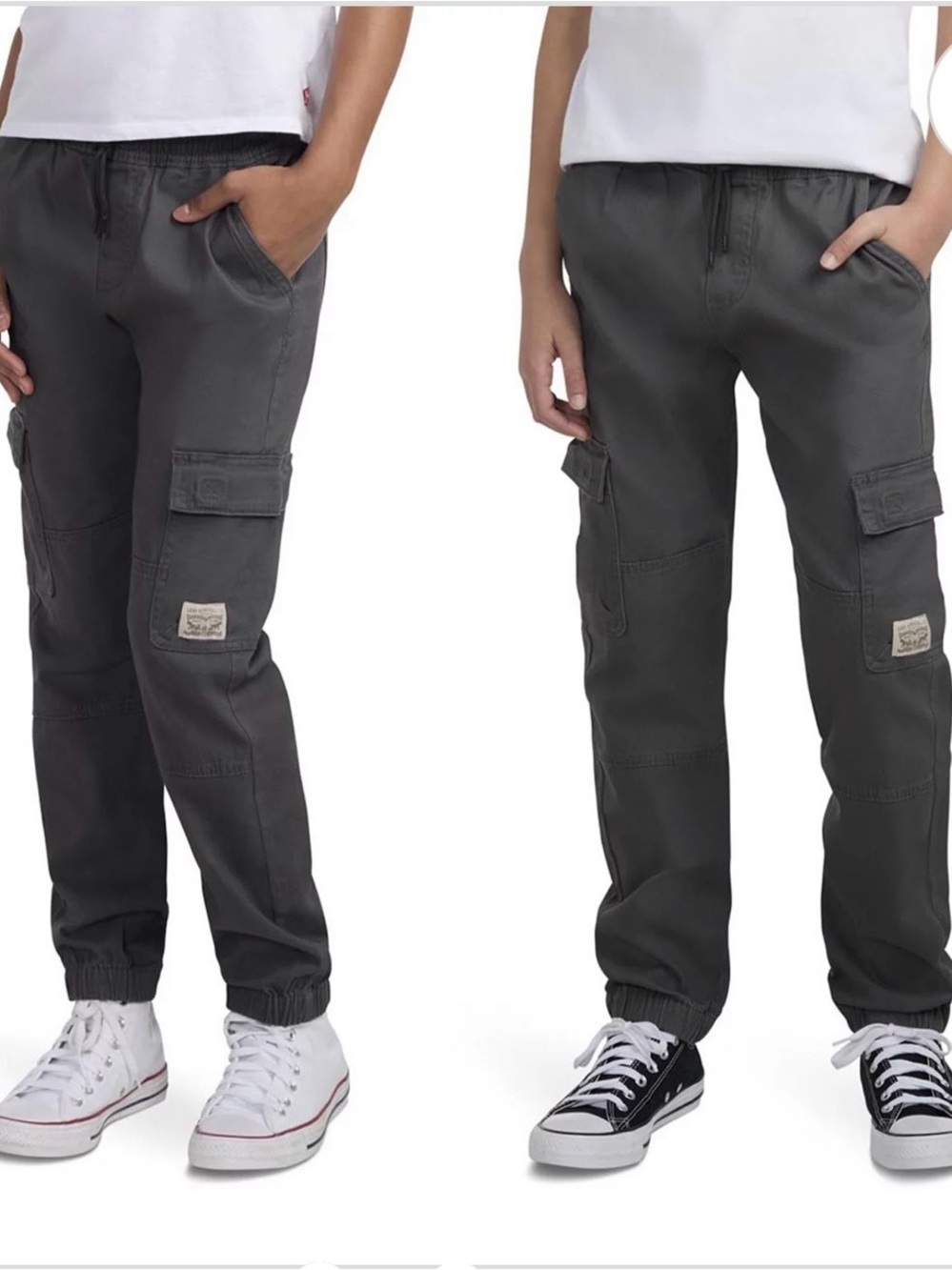 Levi's Boys Charcoal Cargo Jogger Pants - Stretch